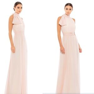 MacDuggal High Neck Blush Chiffon Dress